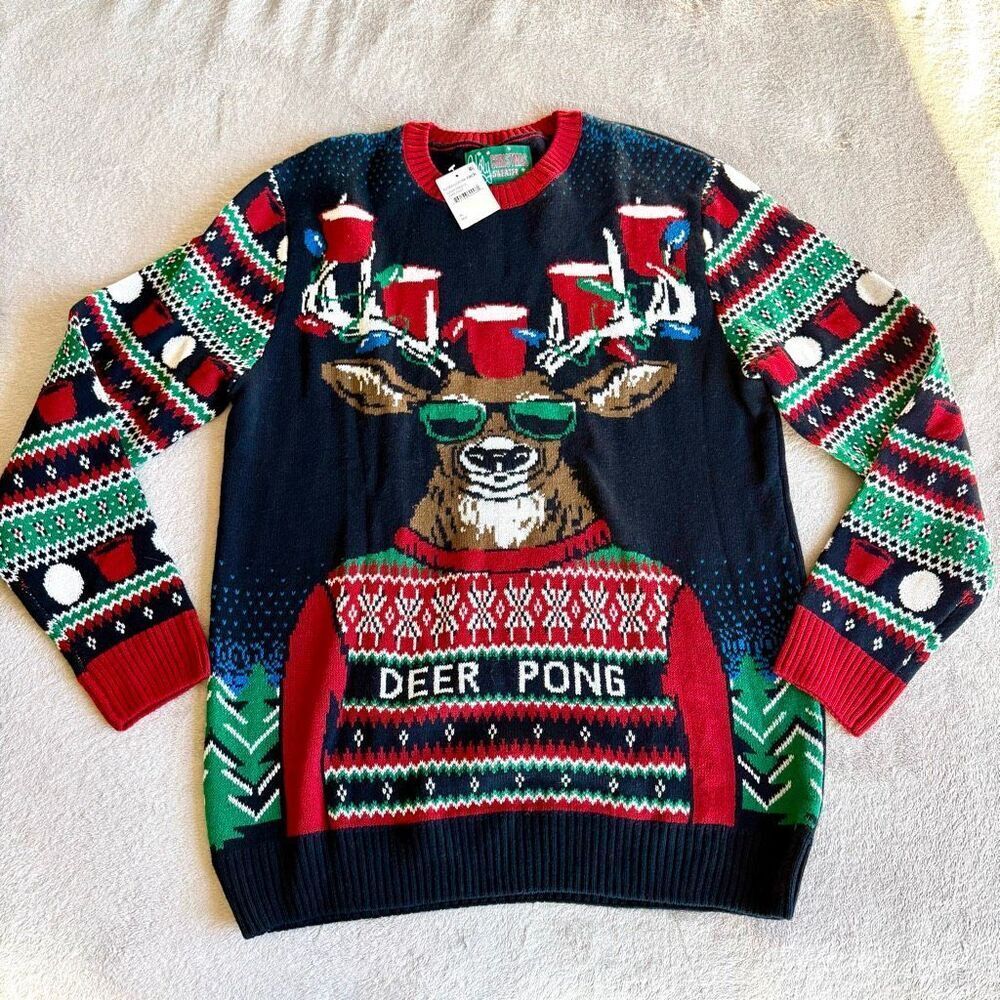 Nordstrom Rack Deer Pong Ugly Christmas Sweater Mens XL
